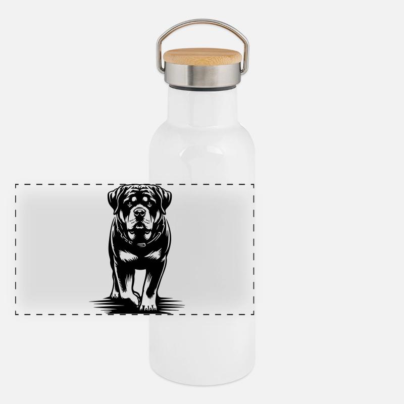 Rottweiler Panorama Thermosflasche mit Bambusdeckel