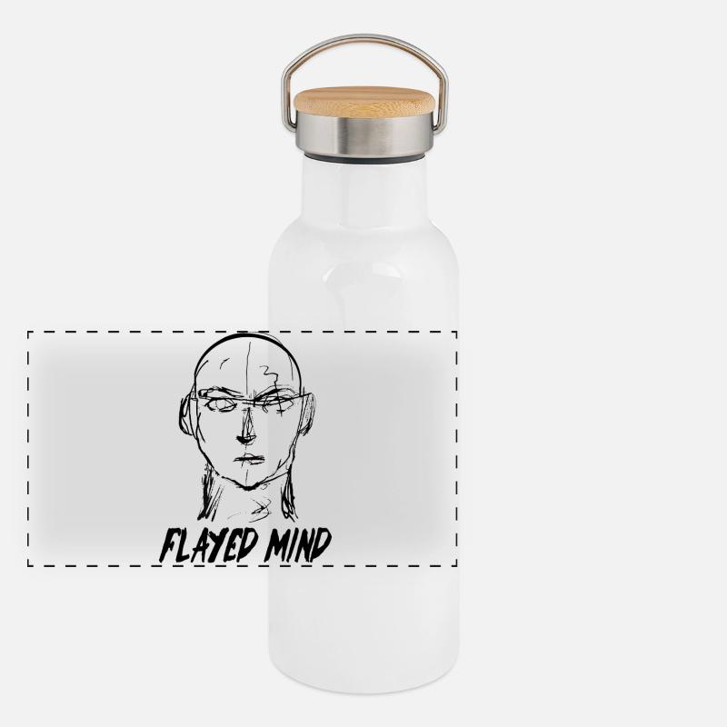 Flayed Mind schwarz Panorama Thermosflasche mit Bambusdeckel