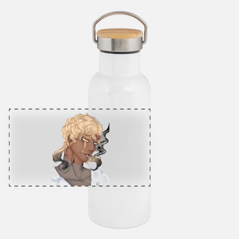 Smoking Guy Panorama Thermosflasche mit Bambusdeckel