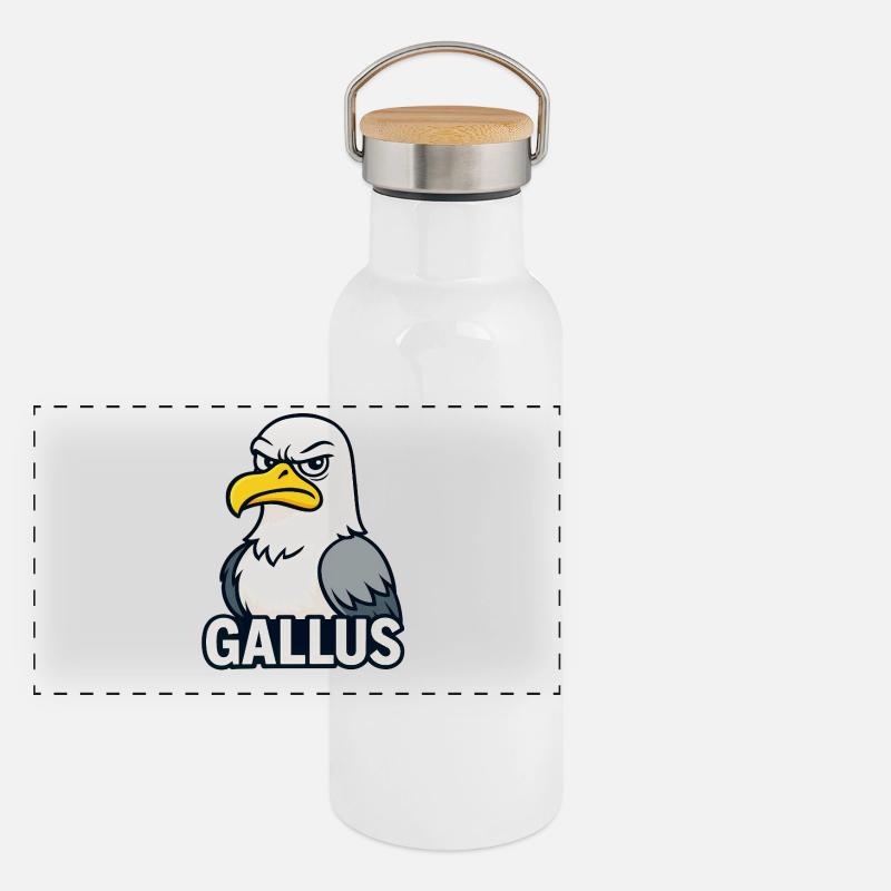 Bold Eagle Mascot Illustration Panoramic Thermal Bottle with Bamboo Lid
