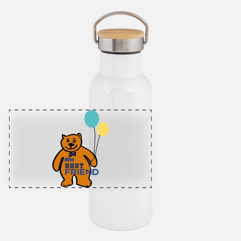 Bear with balloons Panoramic Thermal Bottle with Bamboo Lid