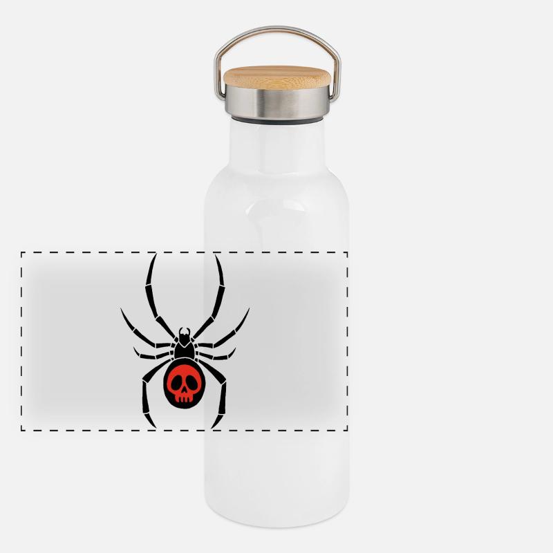 Black widow and red skull Panoramic Thermal Bottle with Bamboo Lid