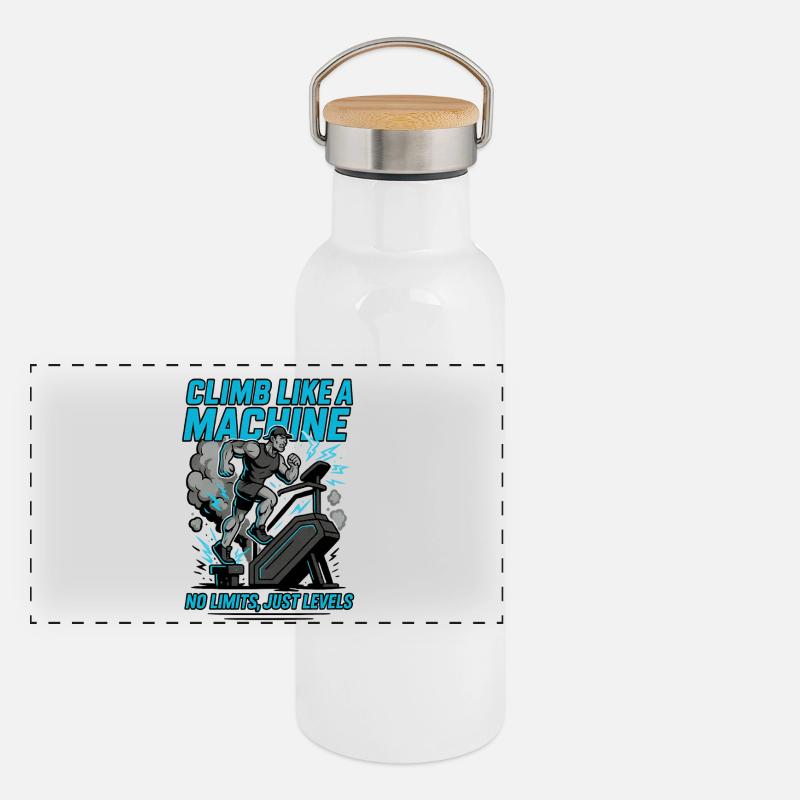 Workout Climb like a Machine Panorama Thermosflasche mit Bambusdeckel