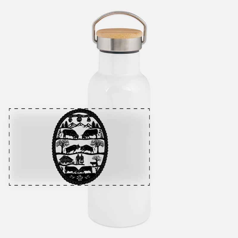 Eringer noir Gourde isotherme avec bouchon en bambou