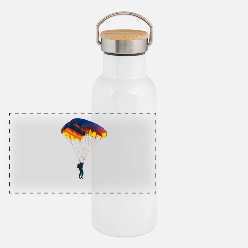Fallschirm Panorama Thermosflasche mit Bambusdeckel