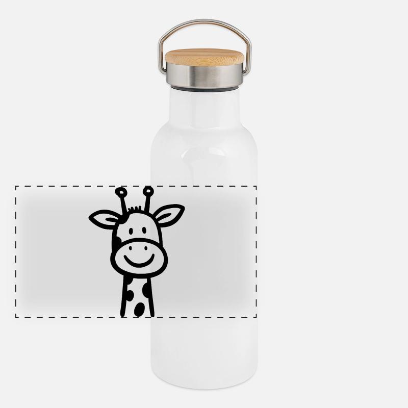 Giraffe Drawing Line Art Illustration Panoramic Thermal Bottle with Bamboo Lid