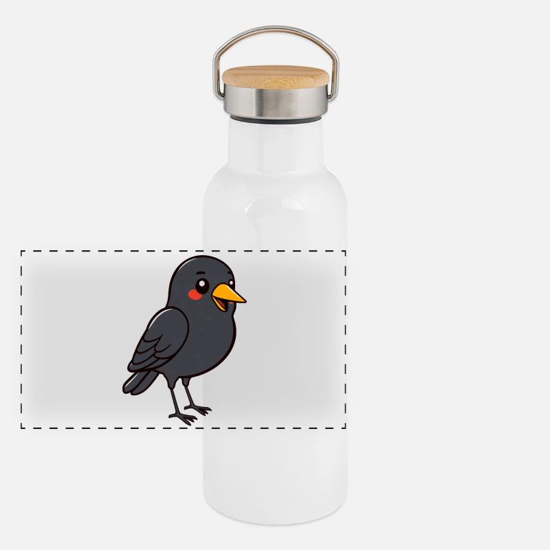 Blackbird bird Panoramic Thermal Bottle with Bamboo Lid