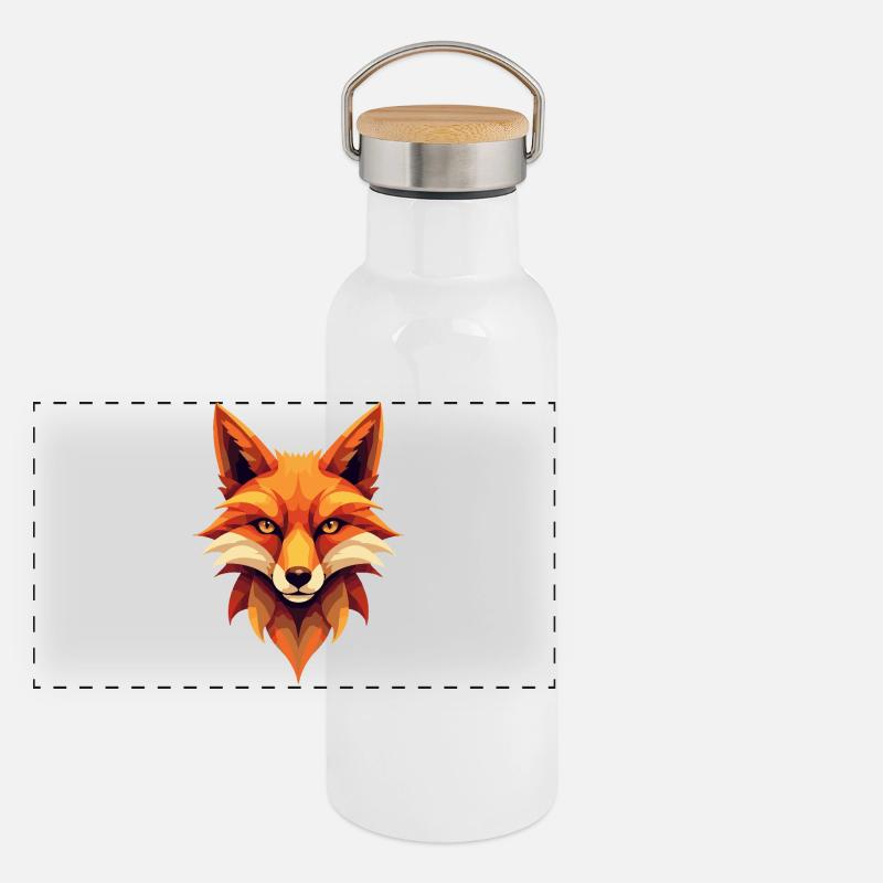 Geometric Ember Fox Panoramic Thermal Bottle with Bamboo Lid