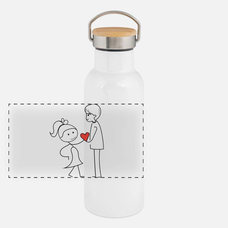 Friends exchanging affection Panoramic Thermal Bottle with Bamboo Lid