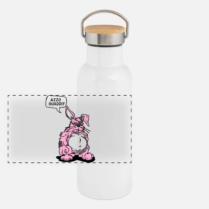 Dessin animé ironique Lapin Gourde isotherme avec bouchon en bambou