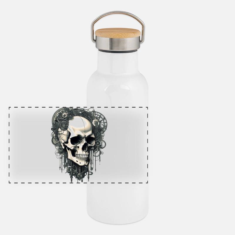 Skull Panorama Thermosflasche mit Bambusdeckel
