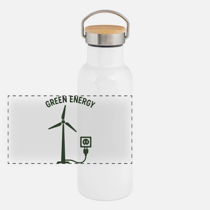 Green Energy Wind Power Socket Panoramic Thermal Bottle with Bamboo Lid