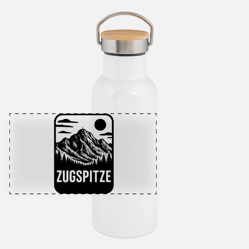 Zugspitze Berg Deutschland Panorama Thermosflasche mit Bambusdeckel