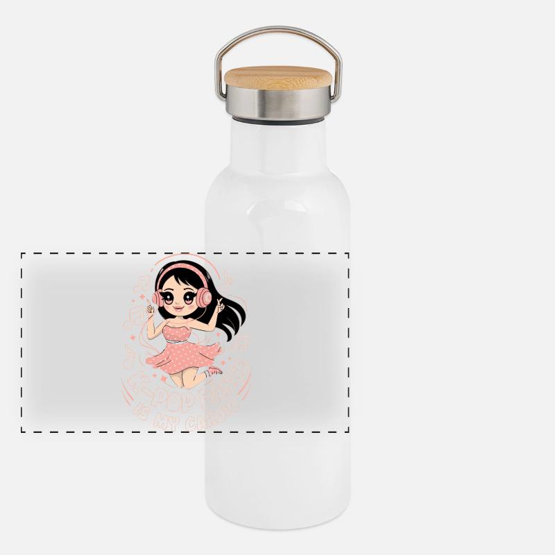 K-Pop Danse Drôle Corée Gourde isotherme avec bouchon en bambou