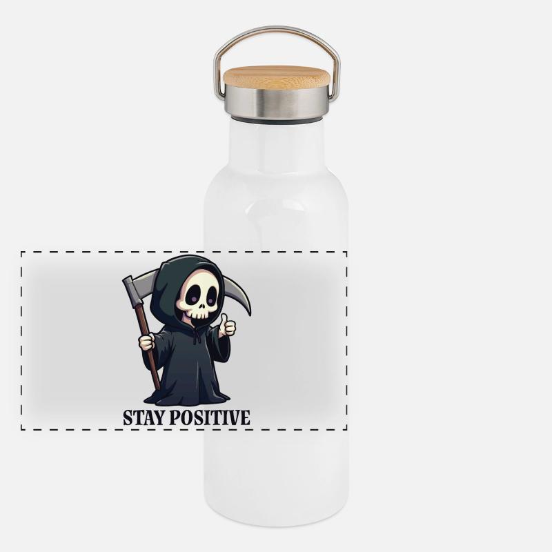 Restez positif Gourde isotherme avec bouchon en bambou
