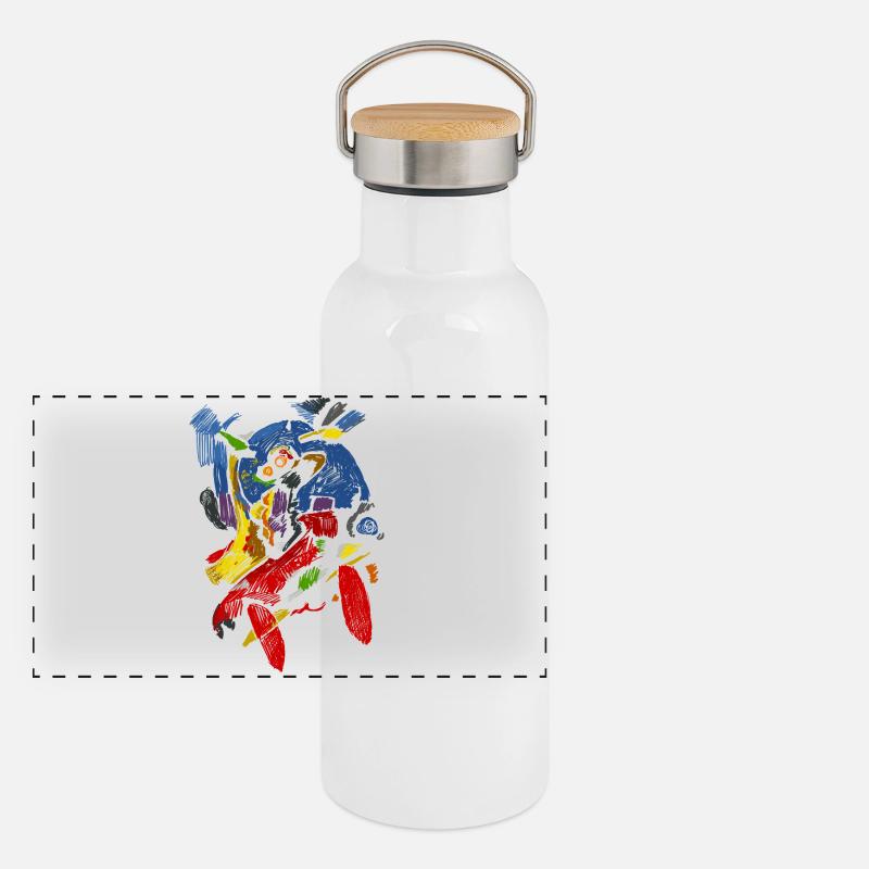 Abstract Pop Art Panoramic Thermal Bottle with Bamboo Lid