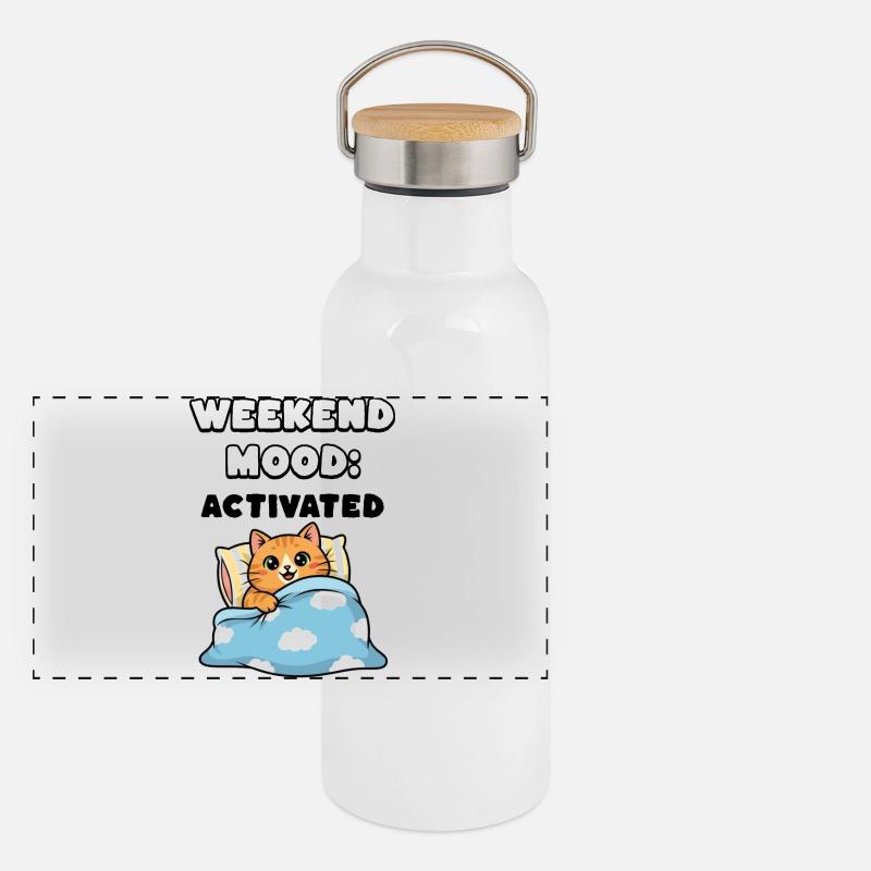 weekend mood - Panoramic Thermal Bottle with Bamboo Lid - white