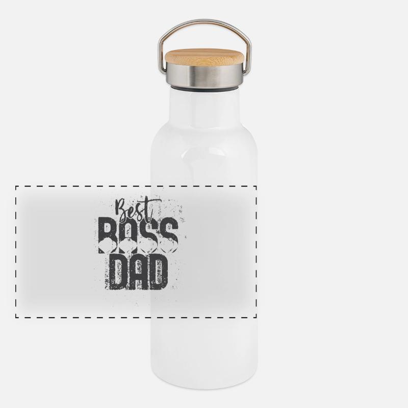 Best Dad Statement Tee - Gourde isotherme avec bouchon en bambou - blanc