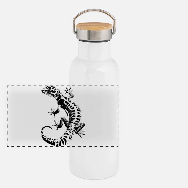 Gecko léopard Gourde isotherme avec bouchon en bambou