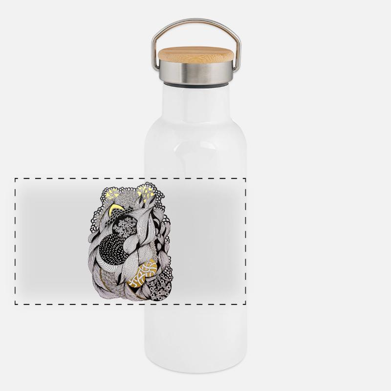 Motif floral entrelacé Gourde isotherme avec bouchon en bambou