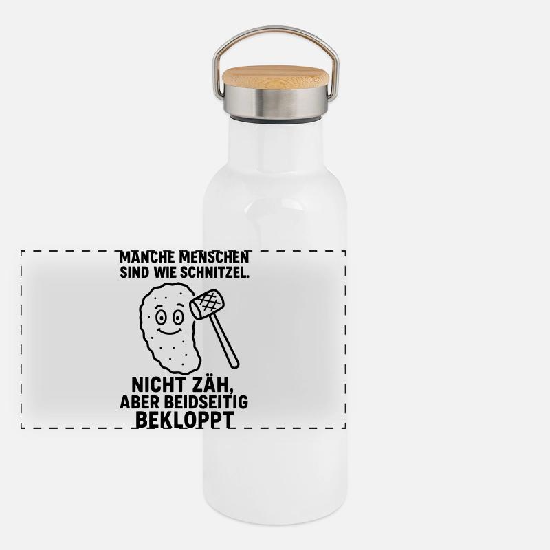 bekloppte menschen schnitzel Panorama Thermosflasche mit Bambusdeckel