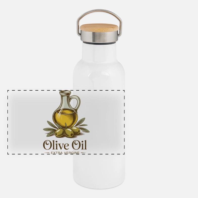 Olivenöl Panorama Thermosflasche mit Bambusdeckel