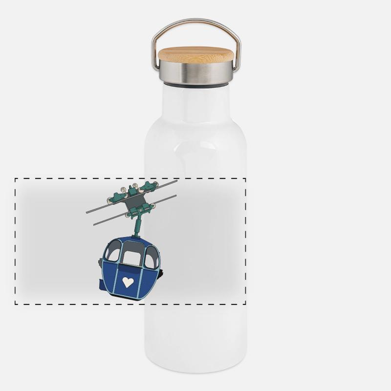 Gondola with heart - Panoramic Thermal Bottle with Bamboo Lid - white