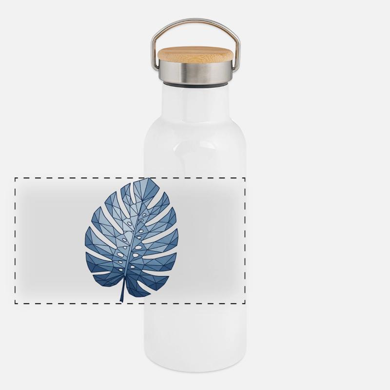 Bleu Monstra Géométrique Gourde isotherme avec bouchon en bambou