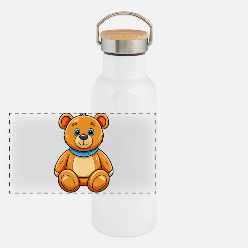 nounours Gourde isotherme avec bouchon en bambou