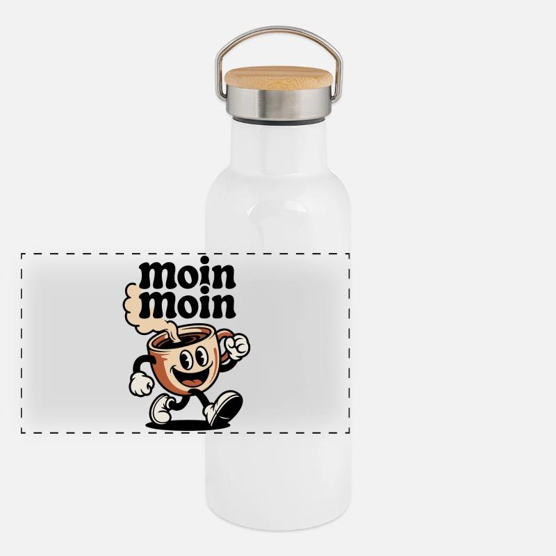 Coffee Mug Cheerful Cartoon Panoramic Thermal Bottle with Bamboo Lid