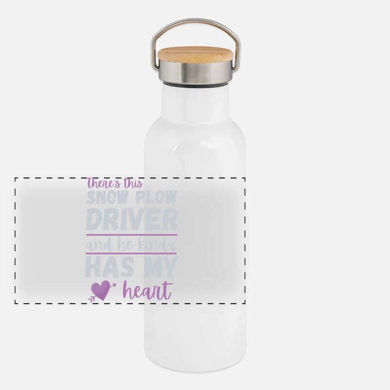 Schneepflugfahrer hat mein Herz – Geschenk romantischer Ehefrau Panorama Thermosflasche mit Bambusdeckel