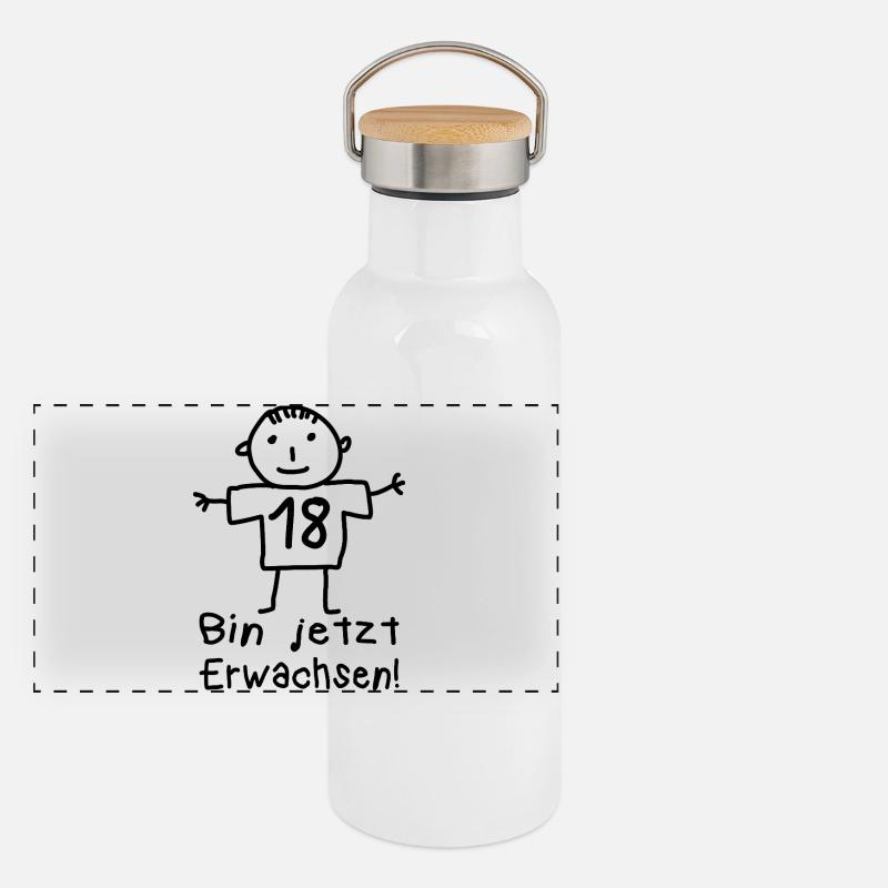 18. Geburtstag Strichmännchen Volljährig Panorama Thermosflasche mit Bambusdeckel