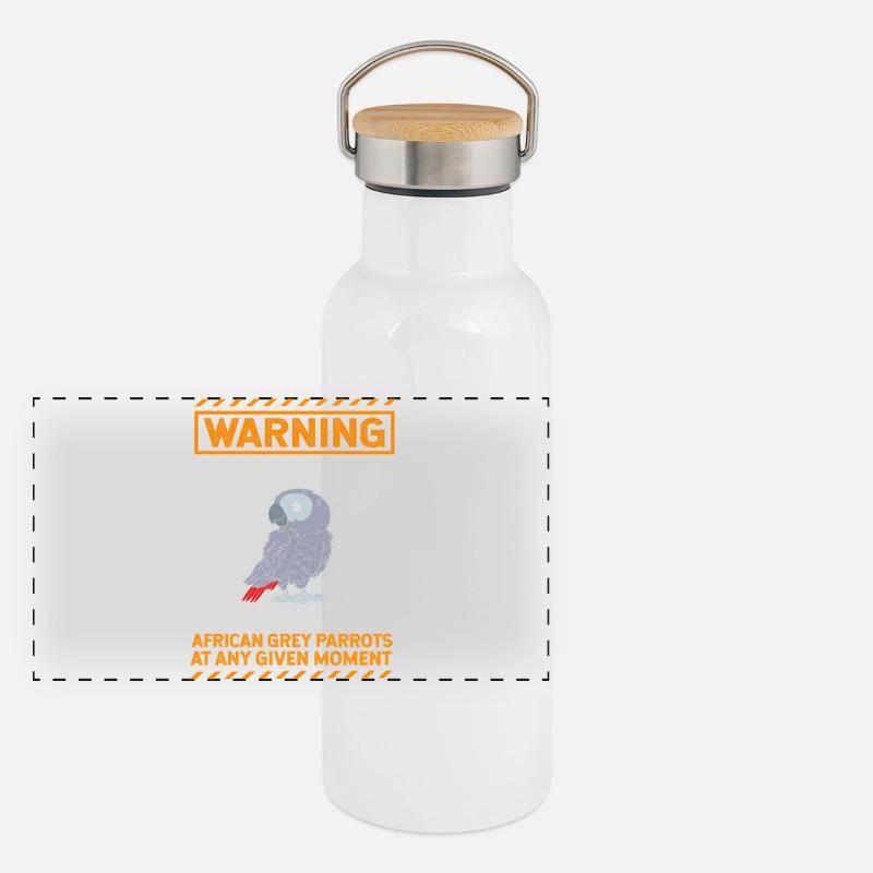 Parrot Grey Panoramic Thermal Bottle with Bamboo Lid