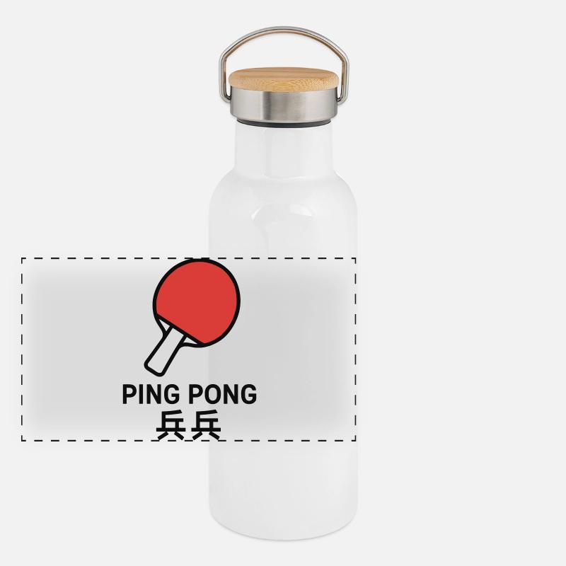 Ping-Pong Racket - Table Tennis Panoramic Thermal Bottle with Bamboo Lid