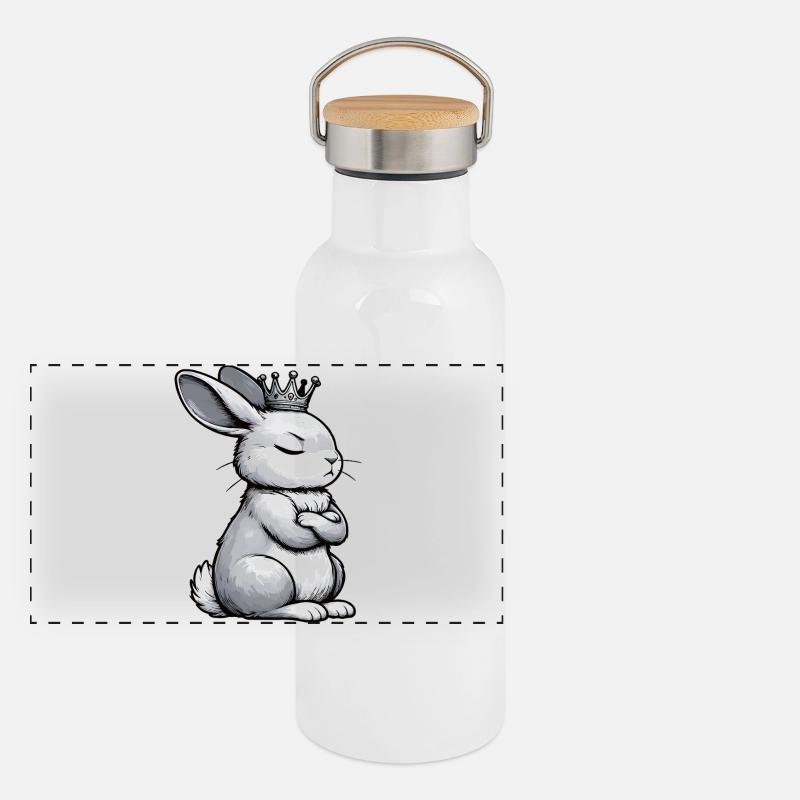 Rabbit Bunny Bunny Long Eared Thumper Ram Panoramic Thermal Bottle with Bamboo Lid