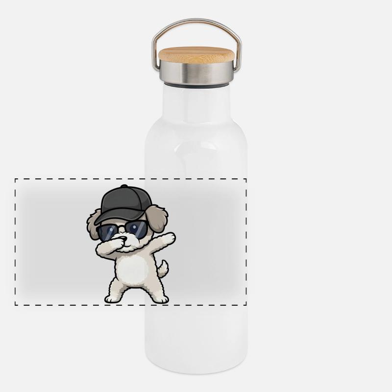 Dabbing Miniature Poodle Panoramic Thermal Bottle with Bamboo Lid