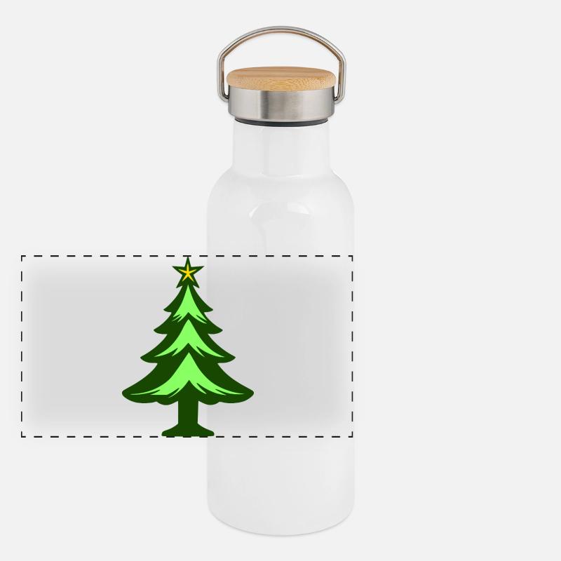 Einfache Weihnachtsbaum-Grafik Panorama Thermosflasche mit Bambusdeckel
