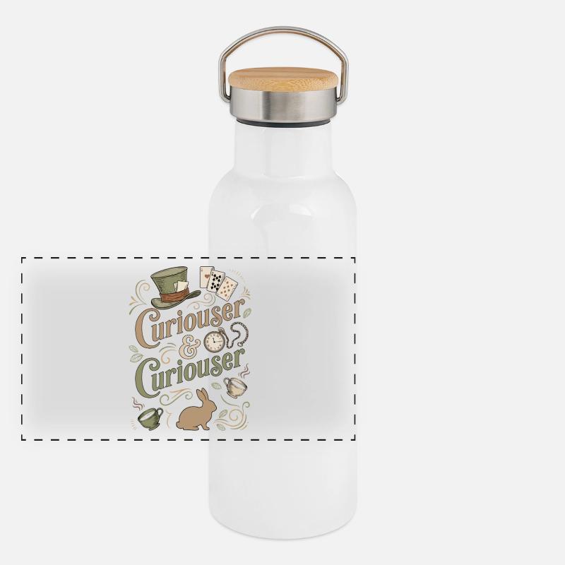 Alice Immer Neugieriger ("Curiouser") Panorama Thermosflasche mit Bambusdeckel