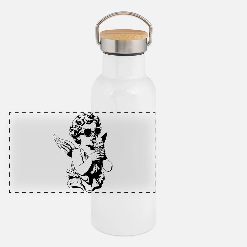 Cooler Cherub mit Sonnenbrille und Eis Panoramic Thermal Bottle with Bamboo Lid