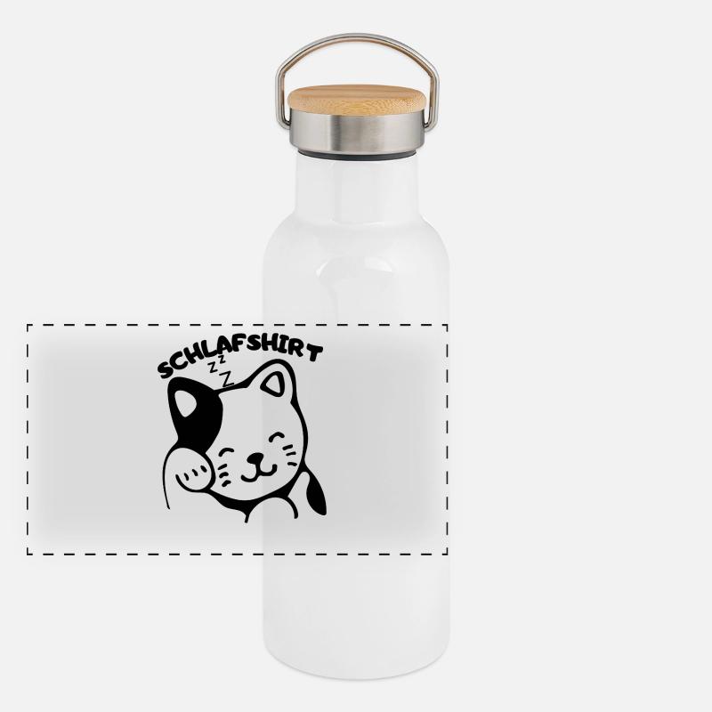 cat Panorama Thermosflasche mit Bambusdeckel