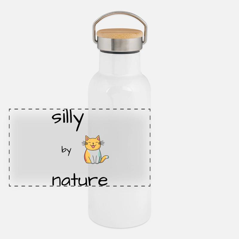 Silly Katze Panorama Thermosflasche mit Bambusdeckel