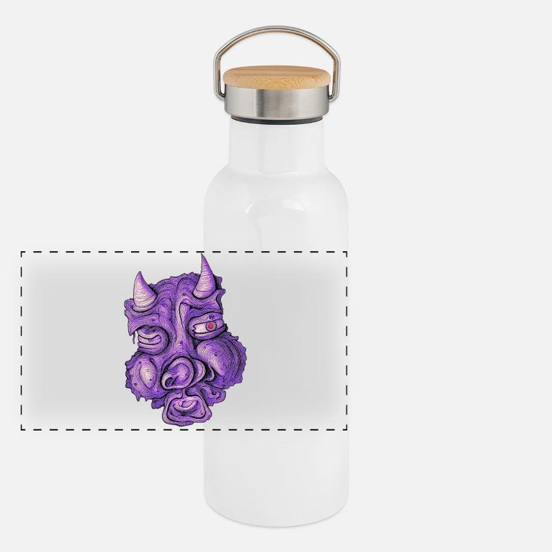 Purpurner Teufel Panorama Thermosflasche mit Bambusdeckel