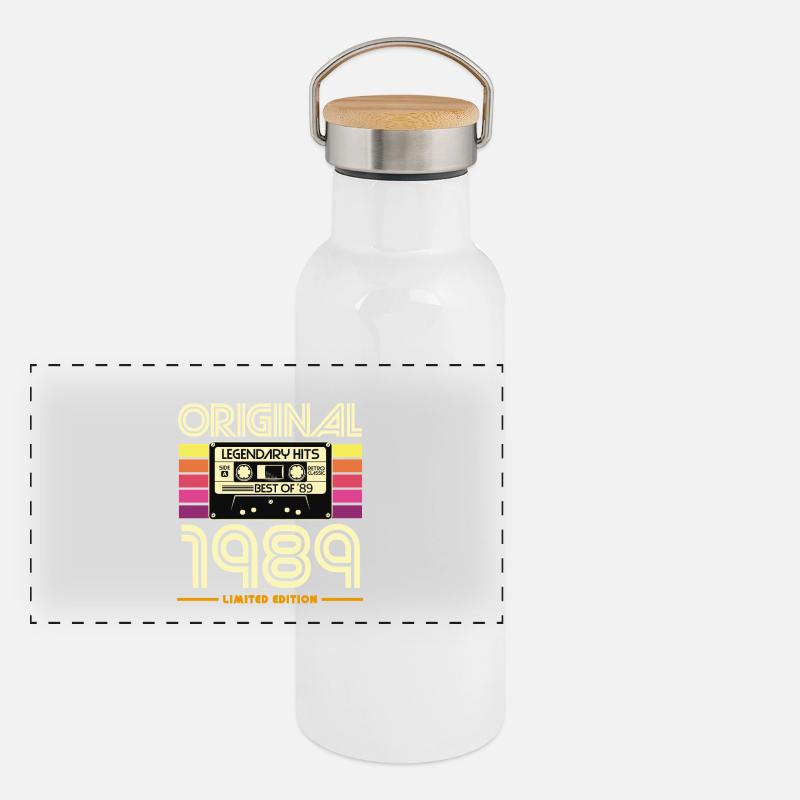 Original 1989 Cassette Rétro Gourde isotherme avec bouchon en bambou