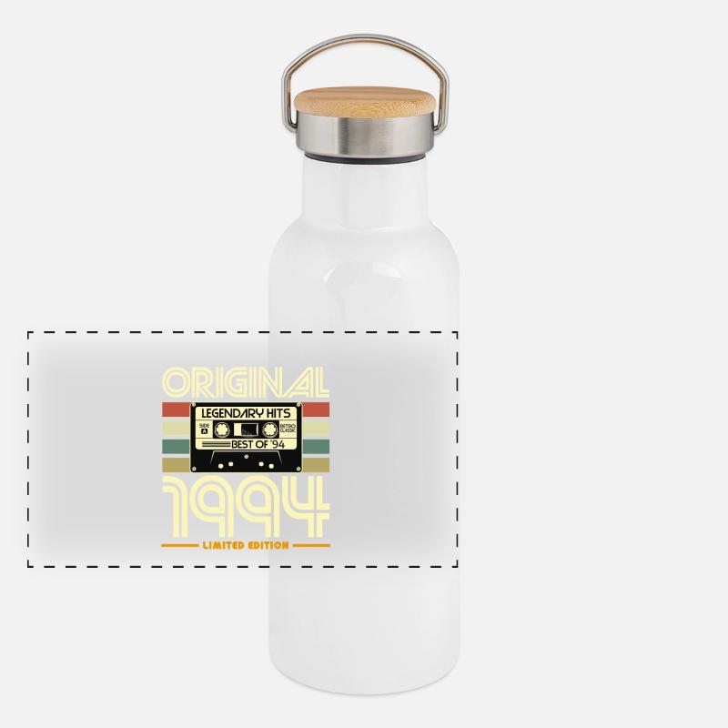 Originale Nostalgia-Kassette von 1994 Panorama Thermosflasche mit Bambusdeckel