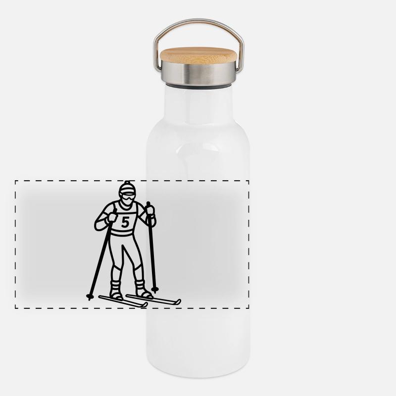 Langlauf Panorama Thermosflasche mit Bambusdeckel