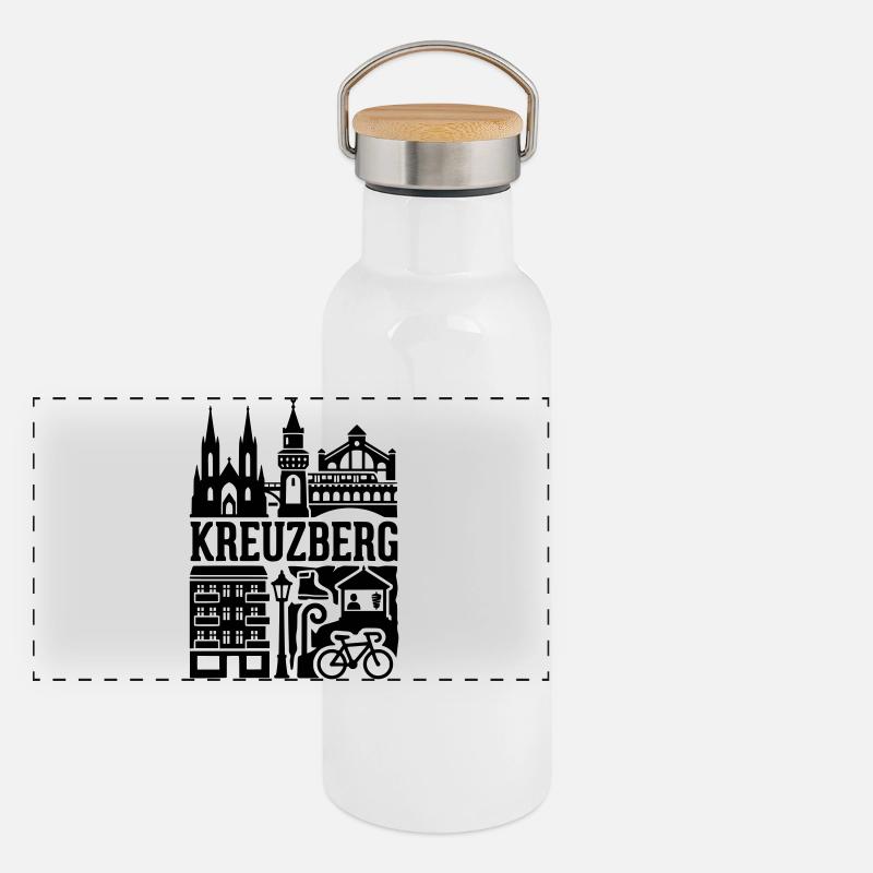 Berlin Kreuzberg in a Nutshell Panorama Thermosflasche mit Bambusdeckel