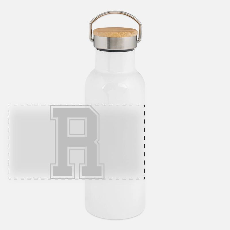 Monogramme Bleu Gris Maison du Collège Initiale R Gourde isotherme avec bouchon en bambou