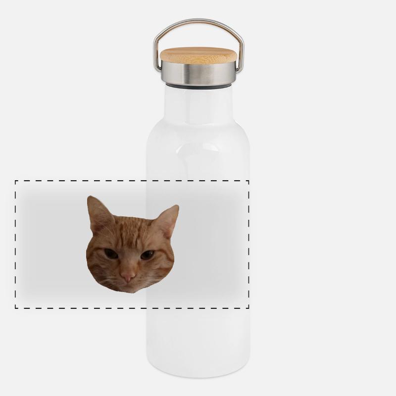 Cat's head red Panoramic Thermal Bottle with Bamboo Lid