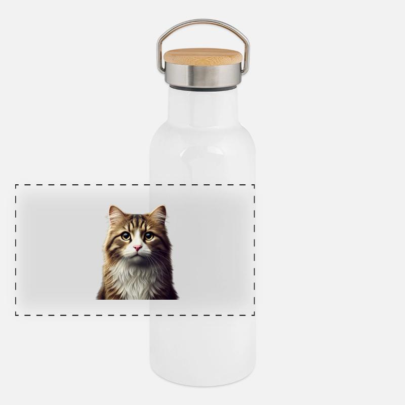 Katze Panorama Thermosflasche mit Bambusdeckel