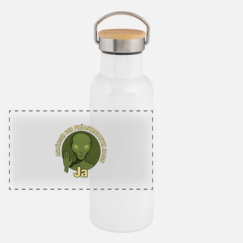 Adeptes de la pré-astronautique Gourde isotherme avec bouchon en bambou